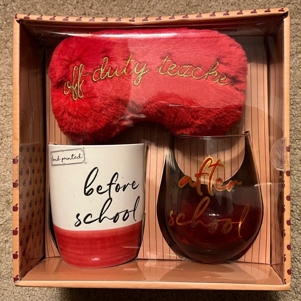 Teacher Mug, Wine Glass and Eye Mask Set - livegreen